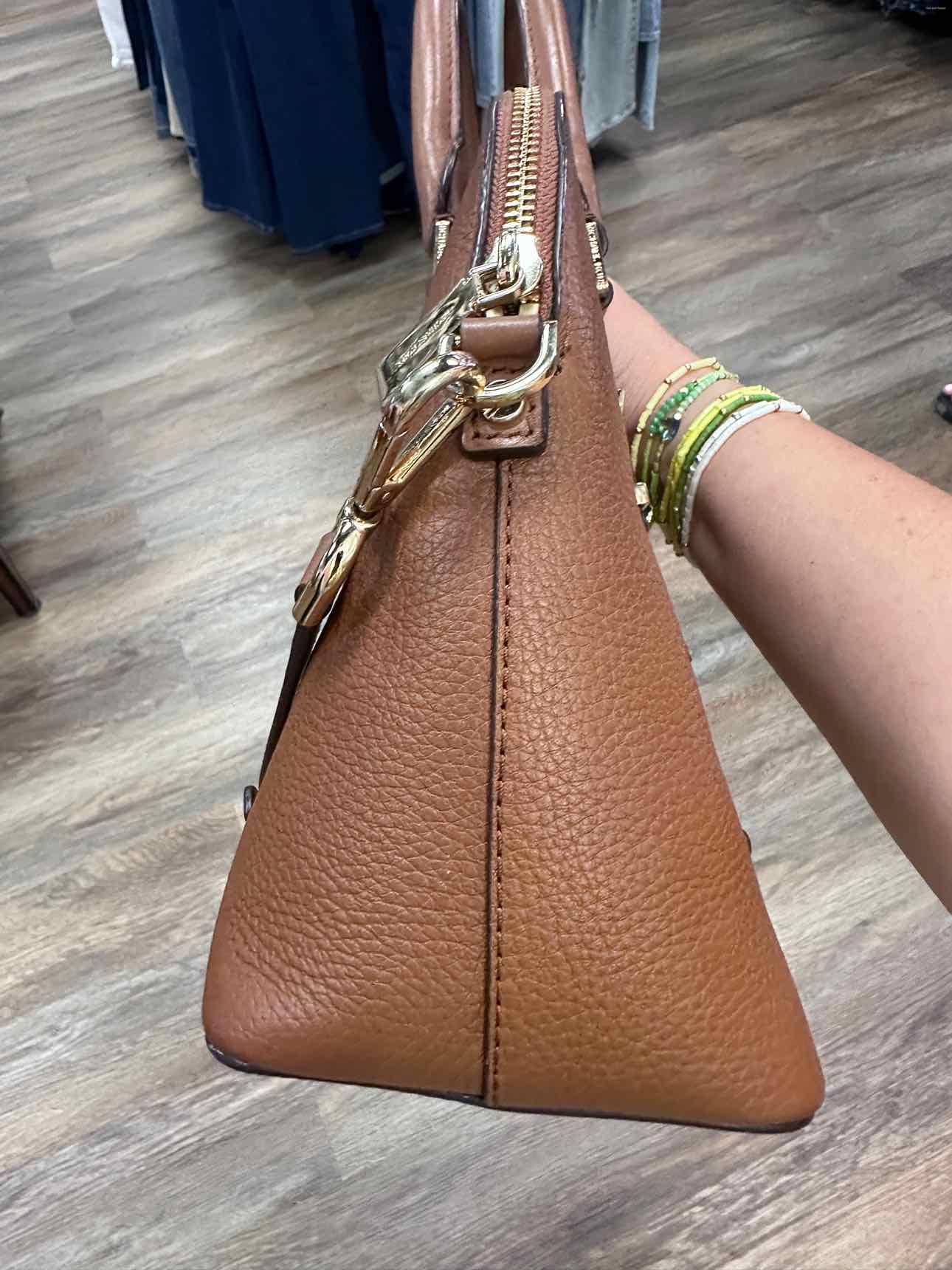 MICHAEL KORS Bedford Legacy Pebbled Leather Convertible Satchel Brown Handbags