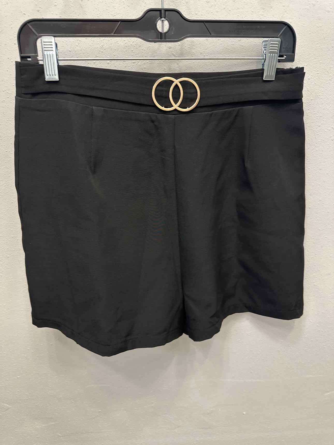 Women's Size Large Black Shorts Side Zip with Gold Tone Circles Hardware