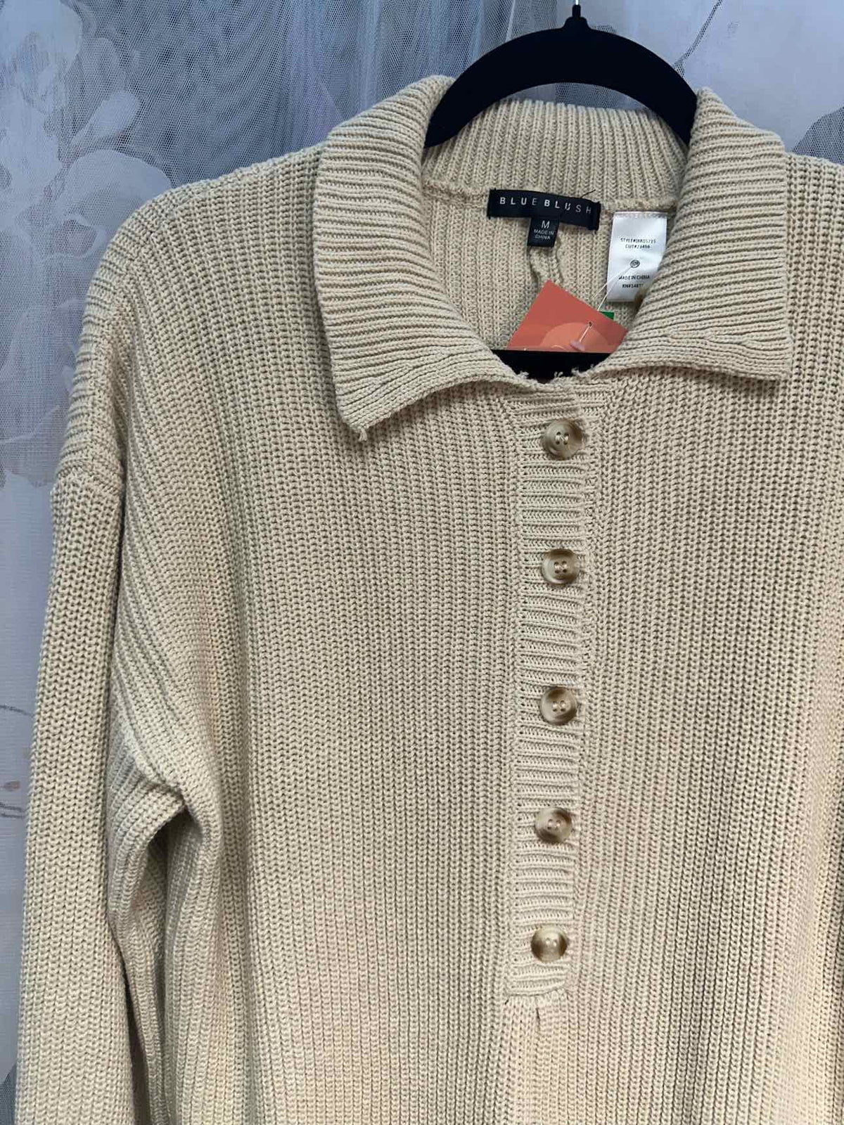 Blue Blush NEW NWT Ailyn Sweater Long Sleeve Size Medium Tan Romper